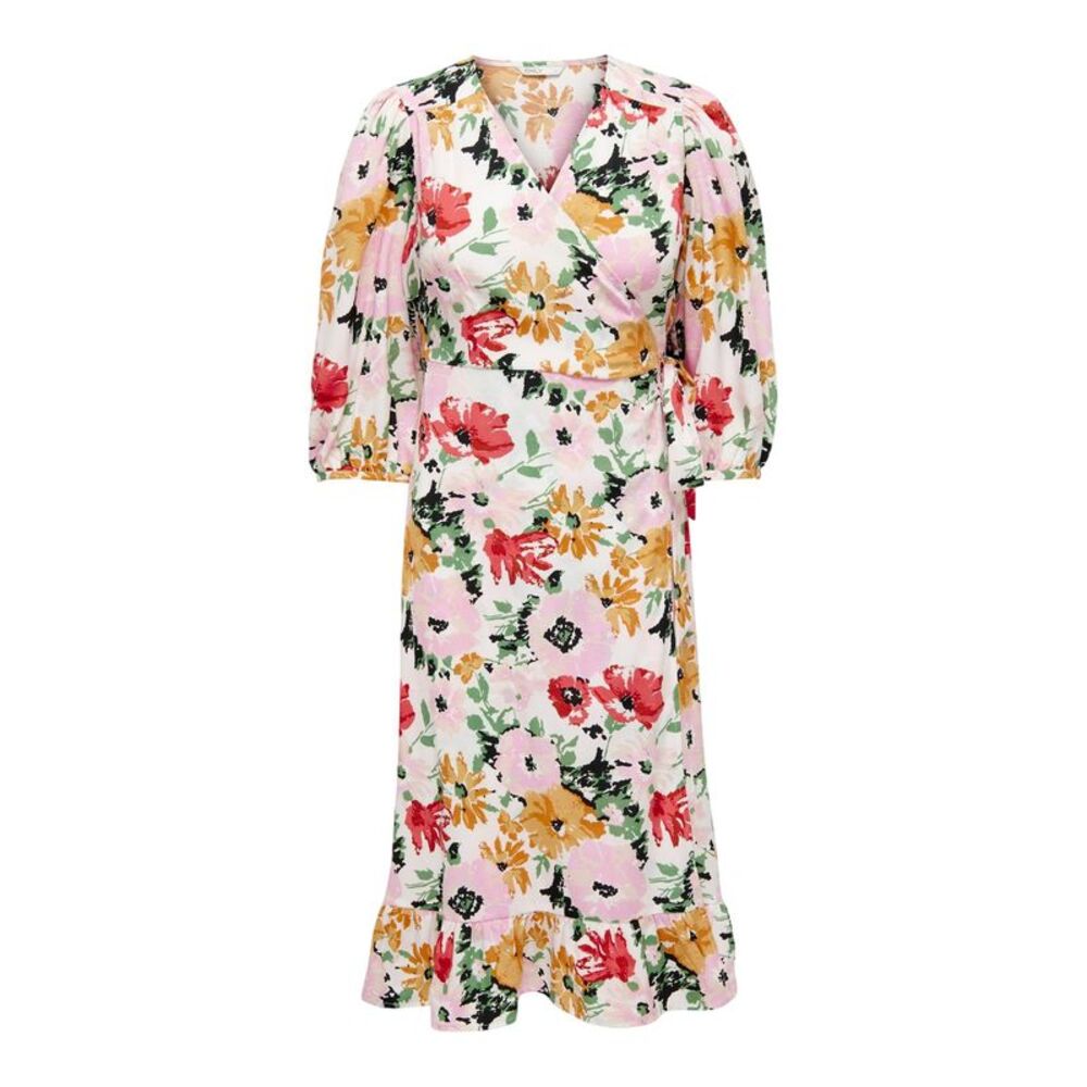 Only Womens/Ladies Puff Sleeve Wrap Dress / Cloud Dancer
